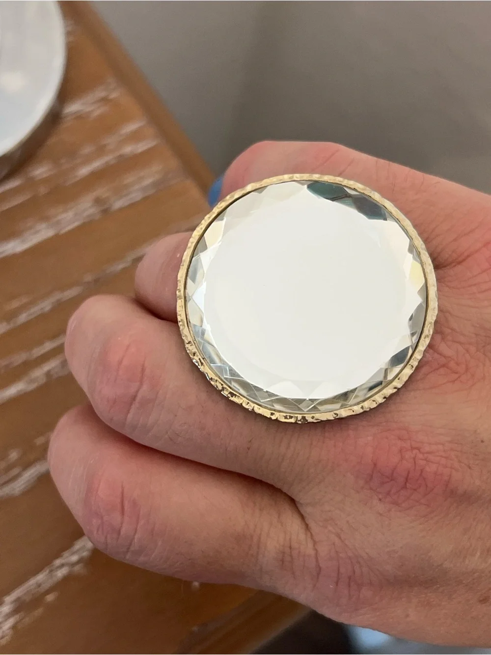 Gold-Tone Mirror Cocktail Ring - Women Jewelry
